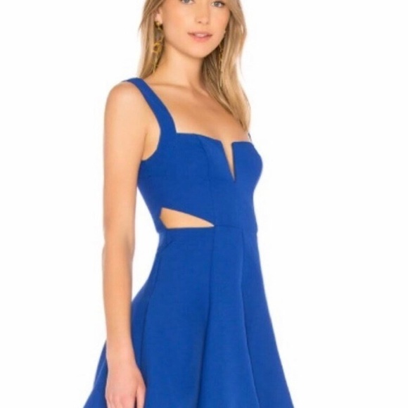 SUPER DOWN ROYAL BLUE mini dress cut-out/ with flair skirt SIZE S - Picture 5 of 7